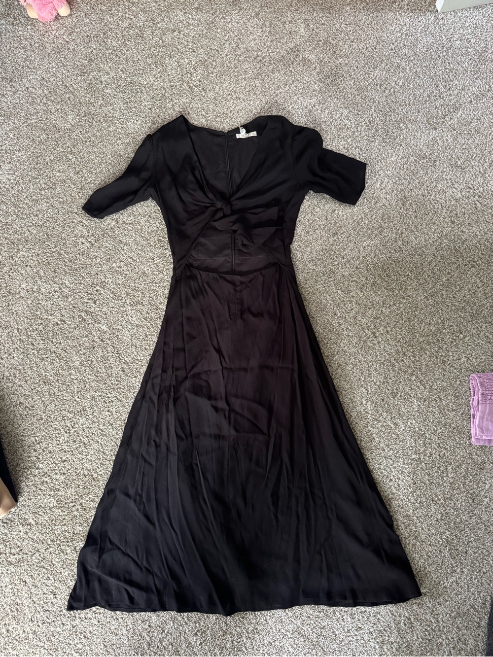 Black Tie Front Midi Dress